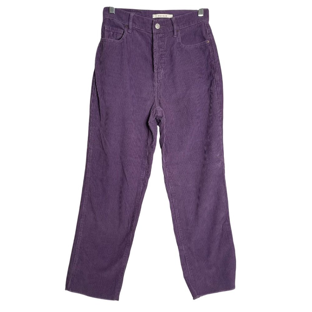 Pacsun Corduroy High Waisted Straight Leg Jeans Womens 25 Purple Cropped 70s‎